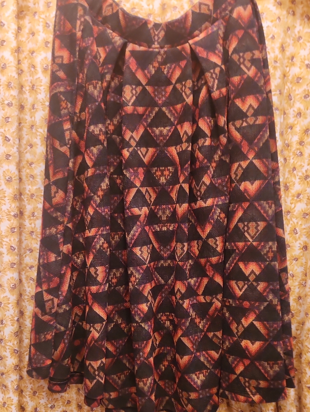 LuLaRoe Black and Orange Geometric Circle Skirt